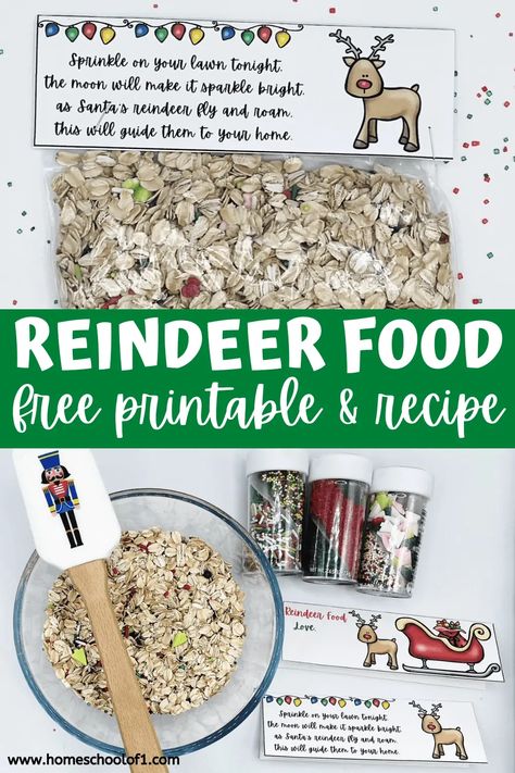 Reindeer Food For Christmas, Rain Deer Food For Kids, Magical Reindeer Food, Reindeer Food Recipe Printable, Free Reindeer Printables, Reindeer Food Printable Free, Reindeer Writing Activities, Magic Reindeer Food Printable, Magic Reindeer Food Poem