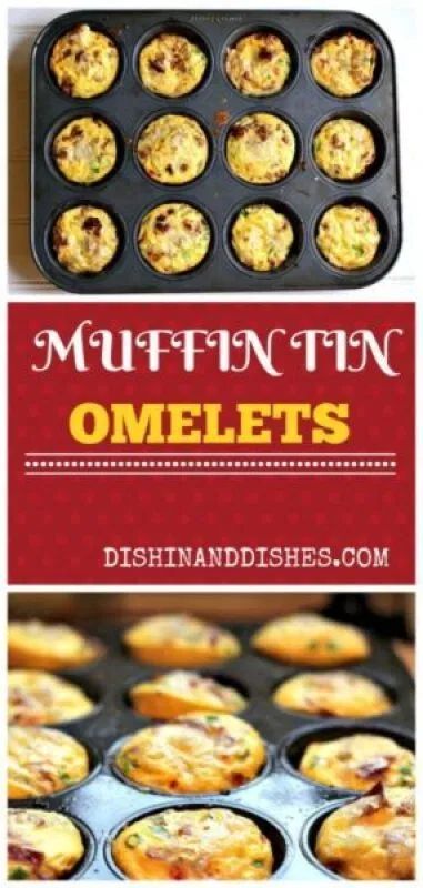 Omelet Muffins | Dishin & Dishes Breakfast Omelette Muffins, Muffin Tin Omelets, Muffin Tin Eggs, Healthy Egg Muffins, Omelette Muffins, Cooking Turkey Bacon, Omelet Muffins, Egg Muffins Healthy, Bacon Muffins