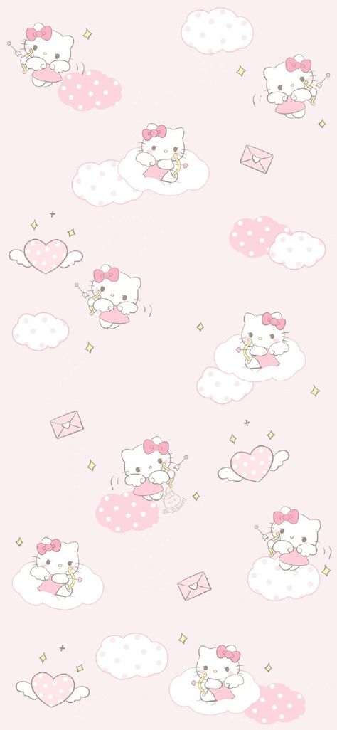 Cute Home Screen Wallpaper, Walpaper Hello Kitty, Cocoppa Wallpaper, Easter Wallpaper, Wallpaper Iphone Neon, Hello Kitty Backgrounds, Kitty Drawing, Hello Kitty Drawing, Sanrio Wallpaper