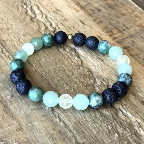 Heart Chakra Aromatherapy Lava Rock and Gemstones Diffuser bracelet Chakra Aromatherapy, Lava Bead Jewelry, Lava Stone Jewelry, Lava Rock Jewelry, Lava Rock Bracelet, Essential Oil Jewelry, Lava Bead Bracelet, Beaded Jewelry Necklaces, Lava Bracelet