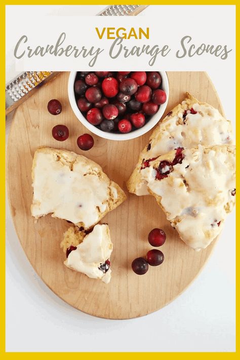 Wake up this Christmas morning with these delightfully sweet and tart Vegan Cranberry Orange Scones topped with Orange Glaze. So good; you won't believe they are vegan! Vegan Christmas Desserts, Tart Vegan, Vegan Christmas Cookies, Vegan Scones, Cranberry Orange Scones, Cranberry Scones, Orange Scones, Vegan Holiday Recipes, Vegan Christmas Recipes