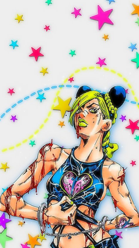 Jojo's bizarre adventure star wallpaper edit aesthetic colorful jolyne kujo Jolyne Kujo Wallpaper Iphone, Joylene Cujoh Wallpaper, Jolyne Kujo Wallpaper, Bleach Lockscreen, Jolyne Wallpaper, Jojo Wallpaper, Jolyne Kujo, Jolyne Cujoh, Green Dolphin