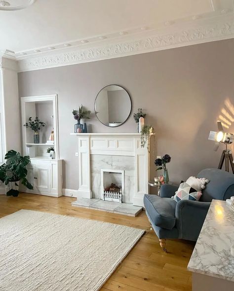 Farrow and Ball Peignoir: How to Use This Romantic Colour Farrow And Ball Living Room, Alcove Shelving, Wimborne White, Painted Beds, Relaxing Bedroom, Farrow And Ball, House Color, Romantic Colors, Box Bed