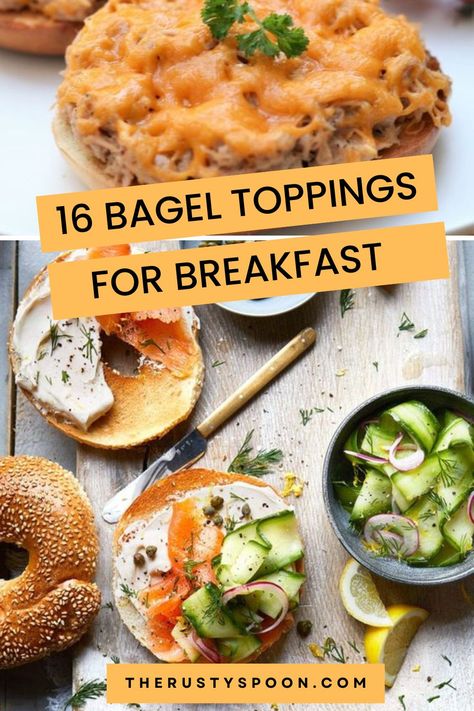 Bagel Toppings For Breakfast Bagel Toppings Breakfast, Salmon Breakfast Ideas, Breakfast Bagel Ideas, Bagels Toppings, Bagel Toppings Ideas, Dill Cream Cheese, Healthy Bagel, Rusty Spoon, Salmon Breakfast