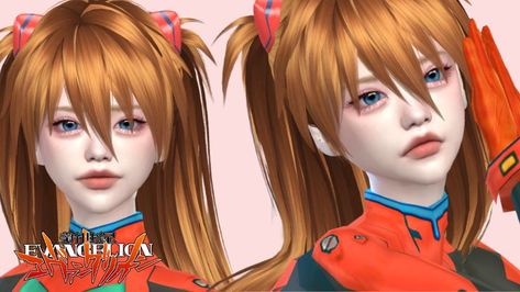 Asuka Langley Soryu de evangelion sims 4 + DOWNLOAD Sims 4 Evangelion, Evangelion Sims 4 Cc, Sims 4 Cc Anime Cosplay, Anime Hair Sims 4, Sims 4 Cc Cosplay, Sims 4 Cosplay Cc, Sims 4 Cc Girl, Sims 4 Anime Cc, Clothes The Sims 4