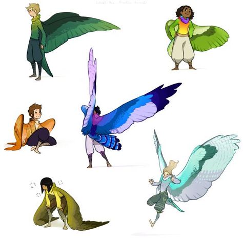 Wings Character, Winged People, Bird People, Wings Drawing, Bird Wings, Mythical Creatures Art, Cartoon Style, Creature Design, Creature Art