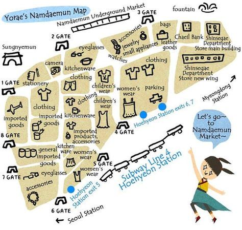 Namdaemun Market Map Korea Attractions, Namdaemun Market, Travel Seoul, South Korea Trip, Trip To Korea, Travel South Korea, Travel Korea, Seoul Travel, Korea Trip