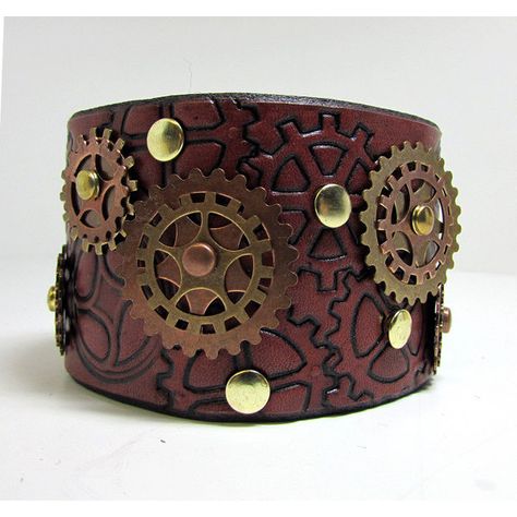 Steampunk leather bracelet , red brown leather cuff with copper and... ($37) ❤ liked on Polyvore featuring jewelry, bracelets, steampunk, accessories, snap bracelet, steampunk jewelry, steampunk bracelet, brown bracelet and cuff bracelet Steampunk Bracelet, Steampunk Leather, Leather Jewellery, Leather Ideas, Steampunk Diy, Brown Jewelry, Steampunk Accessories, Steampunk Design, Steampunk Clothing