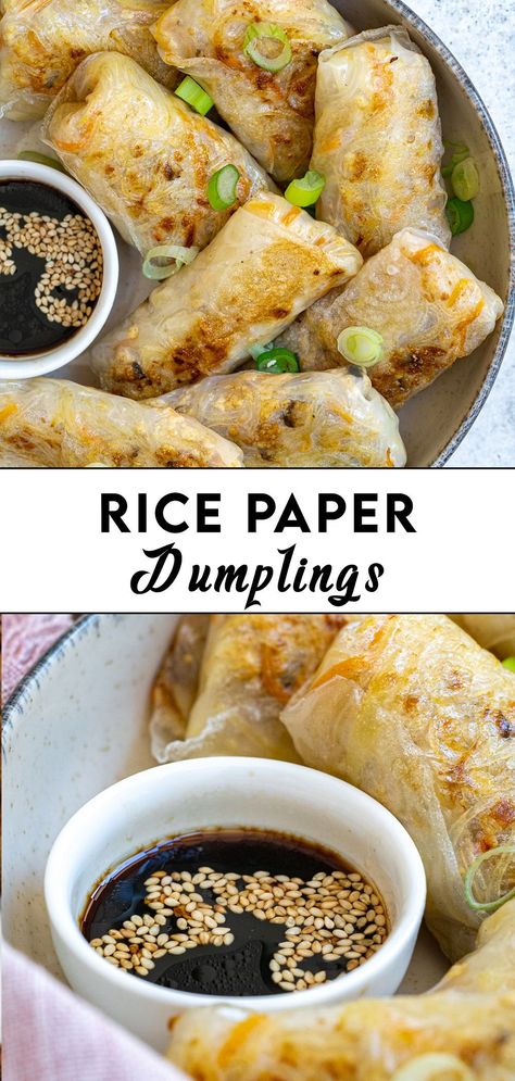 Gluten Free Chinese Dumplings, Rice Paper Roll Dumplings, Vegan Gyoza Filling, What To Eat With Gyoza, Rice Paper Roll Dessert, Tofu Dumpling Filling, Thai Basil Chicken Rice Paper Dumplings, Tofu Recipes Gluten Free, Baked Rice Paper Dumplings