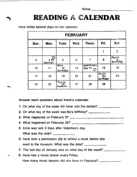 Calendar Worksheets First Grade, Time And Calendar Worksheet Class 2, Calendar Worksheets 2nd Grade, Reading Calendar, Learning Websites For Kids, Calendar Worksheets, Maths Worksheet, Math Addition Worksheets, Maths Worksheets