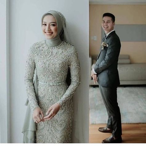 Kebaya Modern Pernikahan Wedding Dress Hijab, Nikah Outfit, Kebaya Wedding, Wedding Dress Suit, Muslimah Wedding Dress, Nikah Dress, Muslimah Wedding, Hijab Wedding Dresses, Bride Dress Simple