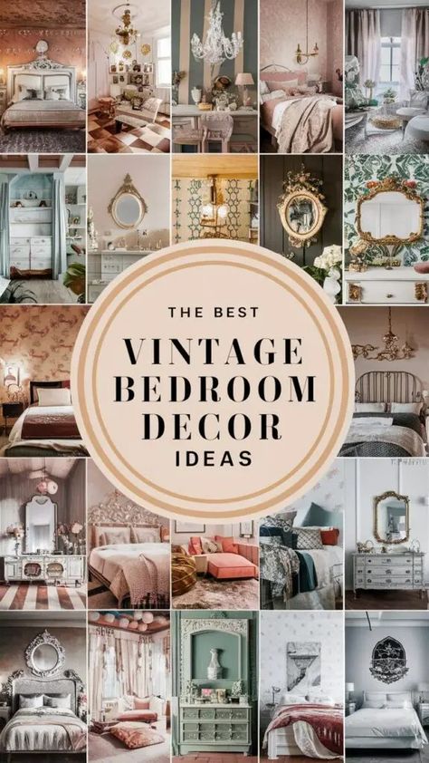 10 Vintage Bedroom Decor Ideas That Will Transport You Back in Time 11 Old Fashioned Bedroom Vintage, Vintage Looking Bedroom, Vintage Bedroom Decor Ideas, Antique Decor Bedroom, Vintage Modern Bedroom, Vintage Bedroom Decor, Antique Bedroom, Bedroom Ambiance, Vintage Light Fixtures