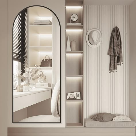 CONGUILIAO Full Length Mirror, Arched Floor Mirror Full Body Mirror 64" ¡Á 21.1" Standing, Aluminum Frame Arched Wall Mounted Mirror Dressing Mirror for Bedroom Bathroom With Full Length Mirror, Mirror For Dressing Room, Full Height Mirror Design, Wall Length Mirror, Full Body Wall Mirror, Bedroom Dressing Mirror Ideas, Full Wall Mirror Ideas Bedroom, Dressing Mirror Design Master Bedrooms, Full Mirror Dressing