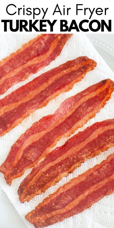 Air Fryer Turkey Bacon Crispy, Air Fry Turkey Bacon, Cooking Turkey Bacon In The Oven, Turkey Bacon Air Fryer, Air Fryer Bacon Crispy, Air Fryer Turkey Bacon, Air Fried Turkey, Ninja Oven, Turkey Bacon Recipes