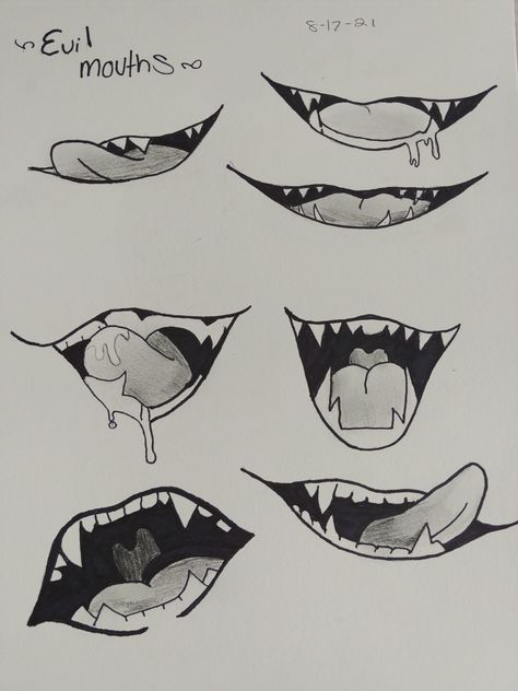 Fangs Drawing Reference, Closed Mouth Drawing, Monster Mouth Drawing Reference, Mouth Sketches, Mary Core, Mouth Drawings, Pointy Teeth, Mouth Art, Cartoon Mouths