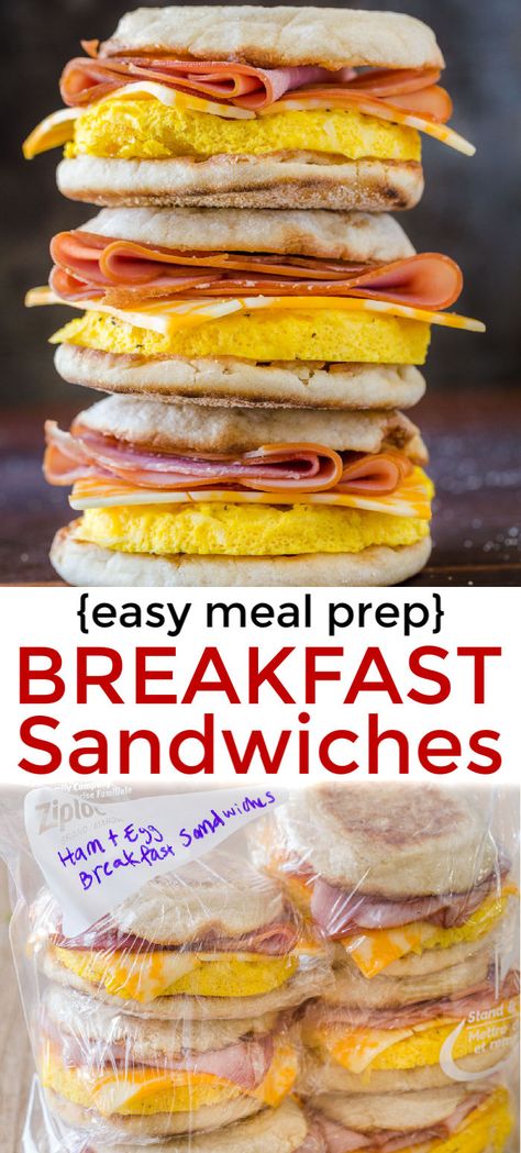 Make-Ahead Freezer Breakfast sandwiches are perfect for busy mornings and ideal for camping! Freezer-friendly breakfast sandwiches is breakfast meal prep. | #breakfastsandwiches #freezerbreakfastsandwiches #breakfastmealprep #mealprep #mealplanning #breakfast #freezerfriendlymeals #natashaskitchen Freezable Breakfast Sandwiches, Premade Breakfast, Freezable Breakfast, Freezer Breakfast Meals, Breakfast Sandwiches Frozen, Croissant Breakfast Sandwich, Bagel Breakfast Sandwich, Egg Sandwich Breakfast, Monte Cristo Sandwich