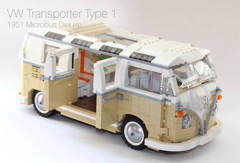 1951 Volkswagen T1 Microbus Deluxe Lego Volkswagen, Ninja Toy, Lego Houses, Lego House Ideas, Roof Skylight, T1 Bus, Roof Windows, Bench Seats, Table Bench