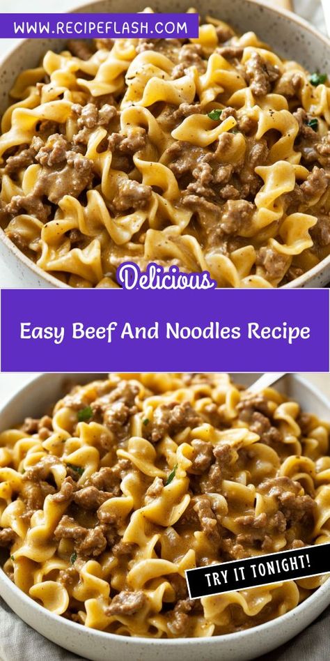 Craving a satisfying meal that’s easy to make? Our Easy Beef and Noodles Recipe is the perfect solution for busy weeknights! Packed with flavor and simplicity, it’s a go-to for ground beef recipes. Save this gem for when you need a tasty dinner idea! Ground Beef And Gravy Over Noodles, Ground Beef Easy Recipes Simple, Egg Noodles Recipes Beef, Beef And Noodles With Hamburger, Easy Beef Manhattan Recipe, Beef And Egg Noodle Recipes Crock Pot, Recipes With One Pound Of Ground Beef, Hamburger Beef And Noodles, Easy Ground Beef Noodle Recipes