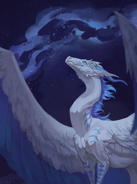 Lunar Dragon Art, Sky Dragon Art, Fluffy White Dragon, White Feathered Dragon, Mythical Dragons Beautiful, White And Blue Dragon, White Dragon Art, Frost Dragon, Feathered Dragon