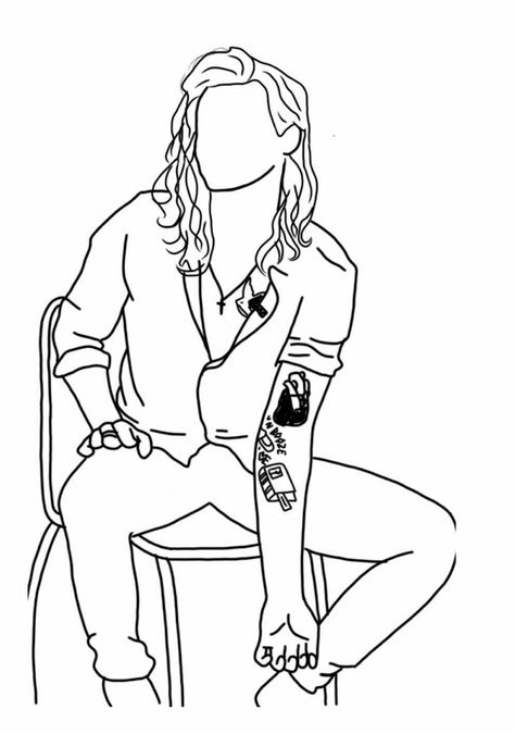 Harry Styles Colouring, Drawings To Trace, One Direction Drawings, Harry Styles Drawing, Harry Styles Tattoos, Tattoo Project, Harry Styles Wallpaper, Harry Styles Photos, Outline Drawings