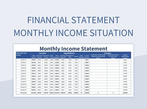 Financial Statement Monthly Income Situation Monthly Income, Income Statement, Spreadsheet Template, Excel Templates, Financial Statement, Template Google, Google Sheets, Microsoft Excel, Microsoft