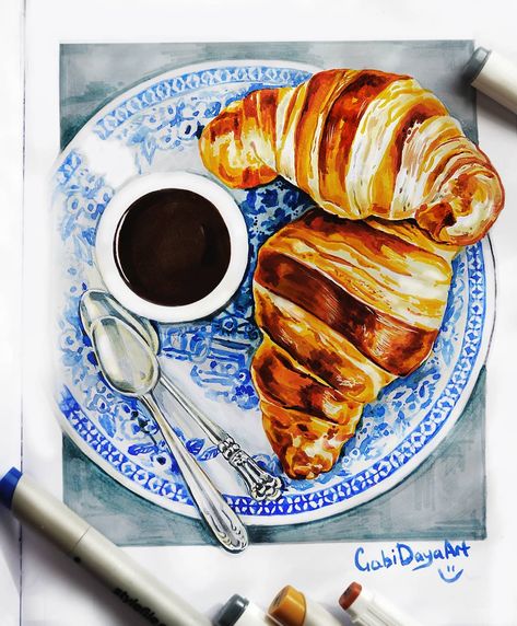 Food art Breakfast Drawing, Drawing With Colored Pencils, Colored Pencils Drawing, Model Drawing, Colored Pencil Drawing, Prismacolor Pencils, Food Drawing, Color Pencil Drawing, Food Coloring