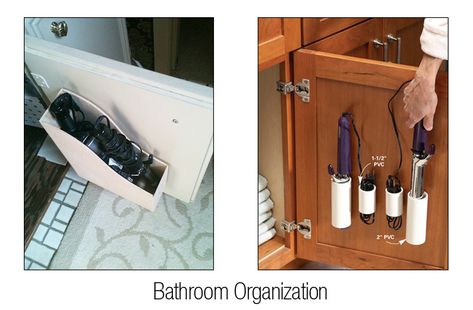 Re-purpose for organization in your bathroom. Hair Appliance Storage, Deep Clean Bathroom, Hair Dryer Storage, Hair Tool Organizer, Hair Appliances, Bathroom Hacks, Iron Storage, Bath Organization, Appliances Storage