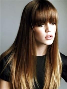 Hair colour idea - slice of the action Fringe Straight Hair, Trendy We Fryzurach, Full Fringe, Blond Ombre, Celebrity Hair Colors, Ombré Hair, Ombre Hair Color, Long Wigs, Hair Envy