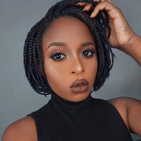 Pin on Braided Hairstyles Bob Box Braids Styles, Short Bob Braids, Box Braids Bob, Trendy We Fryzurach, Bob Braids Hairstyles, Short Box Braids Hairstyles, Blonde Box Braids, Short Box Braids, Jumbo Box Braids