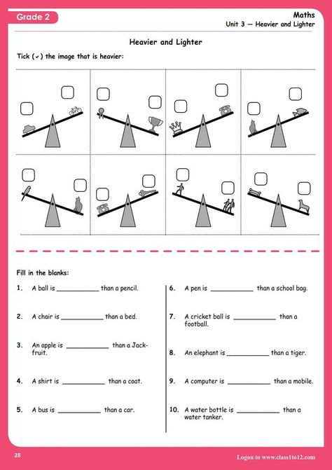 NCERT/ CBSE Class 2 Chapter 3 Maths Worksheet- How much can you carry? Worksheet and Workbook. Buy the entire workbook for Class 2 Maths aligned with CBSE/ NCERT here for just Rs 100 and practice the whole year. https://www.class1to12.com/class-2-maths-workbook.html #education #resources #worksheets #workbooks #math #cbse #ncert #schools #teacher #student #trending #latest #class2 #class1to12 #edchat #edutwitter #homework Class 2 Maths Worksheets, Class 2 Maths, Capacity Worksheets, Class 4 Maths, Worksheet For Class 2, Number Words Worksheets, Worksheet Math, Maths Worksheet, Math Exercises