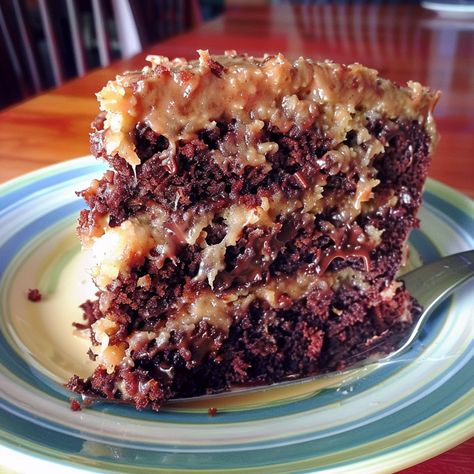 Homemade German Chocolate Cake is a decadent dessert featuring rich layers of moist chocolate cake, topped with a gooey coconut and pecan frosting and enveloped in a smooth chocolate frosting. It's a luxurious treat perfect for special occasions or when you want to indulge in something truly special. Ingredients: For the Chocolate Cake: 2 cups...Read More German Chocolate Cake Frosting, German Chocolate Frosting, Homemade German Chocolate Cake, Sweet Potato Salad Recipe, German Chocolate Cake Recipe, Pecan Frosting, Mexican Casserole Recipe, French Toast Casserole Recipes, German Chocolate Cake