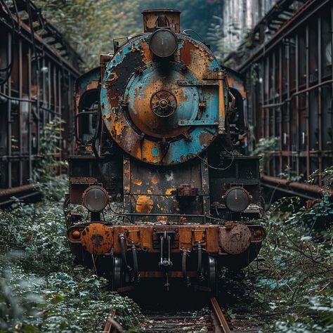 "Abandoned Train Relic: An old, #railway relic engine sits forgotten, surrounded by overgrowth in a deserted industrial area. #forgottenplaces #industrialdecay #locomotive #urbanexploration #aiart #aiphoto #stockcake ⬇️ Download and 📝 Prompt 👉 https://stockcake.com/i/abandoned-train-relic_971258_949373" Old Railway, Abandoned Train, Night Background, Urban Exploration, Green Pattern, Free Stock Photos, High Quality Images, Train, Stock Photos