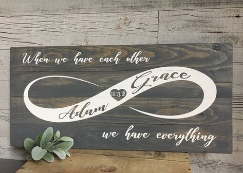 Wedding Gift Signs, Wedding Date Sign, Couples Ideas, Diy Wedding Gifts, Infinity Sign, Diy Wood Signs, Inspirational Signs, Decor Signs, Great Wedding Gifts