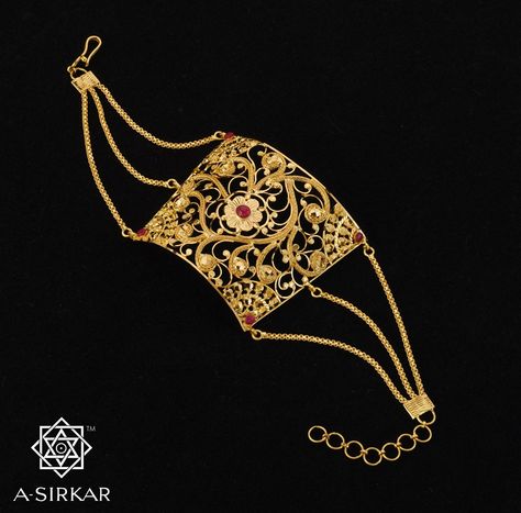 Mantasa Gold Jewellery, Mantasa Gold Design, Mantasha Gold Design, Gold Mantasha Design, A Sirkar, Bengal Jewellery, Gold Bracelet Design, Magic Flower, Fern Flower