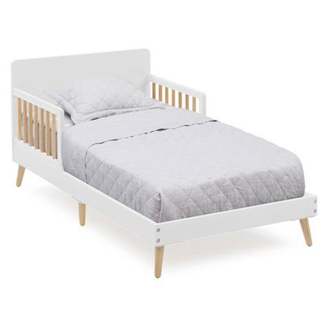 Twin Bed For Toddler, Wood Toddler Bed, White Toddler Bed, Big Kid Bedroom, Kid Bedrooms, Toddler Beds, Delta Children, Big Boy Room, Crib Mattress