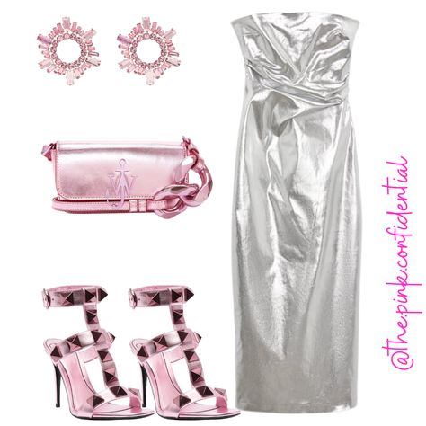 Metallic Outfit, Barbie Gowns, Zara Outfit, Metal Clothing, Zara Dress, Silver Dress, Tube Dress, Zara, Fashion Outfits