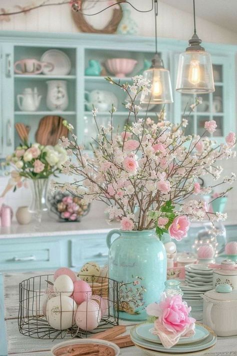 Cottage Accessories, Small Cottage Interiors, She Shed Interior, Shed Interior, Colorful Apartment, Kitchen Models, Boho Room, Chic Kitchen, Pink Houses