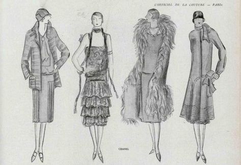 1920s Chanel, Coco Chanel 1920s, Coco Chanel Aesthetic, Coco Chanel Dresses, 1925 Fashion, History Notebook, Chanel Dresses, Coco Chanel Fashion, 1920s Outfits