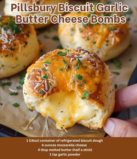 Pillsbury Biscuit Garlic Butter Cheese Balls, Biscuits And Cheese, Garlic Cheese Biscuits, Pillsbury Biscuits, Cheese Flatbread, Fluffy Biscuits, Slow Cooker Lasagna, Pillsbury Recipes, Homemade Rolls