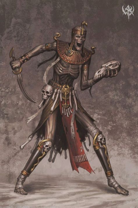 Warhammer Tomb Kings, Undead Warrior, Tomb Kings, D D Monsters, Lost Souls, Fantasy Battle, Egyptian Mythology, Ancient Egyptian Art, Warhammer Fantasy