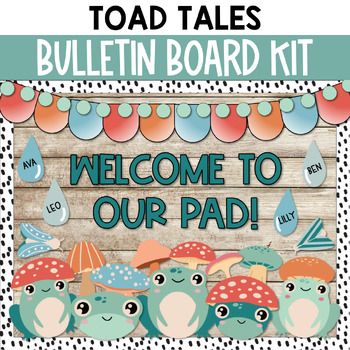 Cottage Core Bulletin Board, Cute Bulletin Boards For Classroom, Welcome Back Bulletin Boards, Included Quotes, Frog Bulletin Boards, Classroom Windows, Young Toddler Activities, Frog Classroom, Retro Classroom Decor