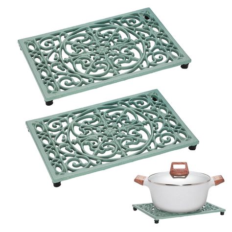 PRICES MAY VARY. High Quality - Functional trivet is made of high quality cast iron material with rustic finish, it's sturdy and solid for long-lasting use, and no worry about that it will break or rust easily; The rubber feets of the trivet are cushioned, so it won't slide and scratch your countertop. Heat Resistant - The cast iron trivet is heat resistant and do not melt or lose color, so it's perfect to use for placing hot dishes, pots, pans, plates and teapots, etc, also suitable for keeping Dining Table Green, Wood Burner Stove, Electric Stove Top Covers, Kitchen Cooktop, Cast Iron Pans, Sunflower Kitchen Decor, Iron Trivet, Sunflower Kitchen, Hot Dish