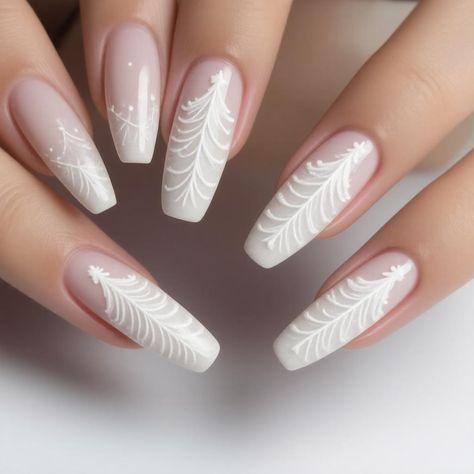 Create an elegant holiday look with White Christmas Tree Nail Art. This design features delicate white Christmas tree illustrations, perfect for a sophisticated manicure. Pair this with Rustic Christmas Nails for a charming holiday look. White Christmas tree nail art is perfect for adding a touch of class to your holiday style. Celebrate the beauty of the season with these elegant and festive nails. White Glitter Christmas Nails, Neutral Christmas Nails, White Christmas Nail Designs, Christmas Tree Nail Art, Sophisticated Manicure, Tree Nail Art, Festive Nails, Christmas Tree Nails, Tree Nails