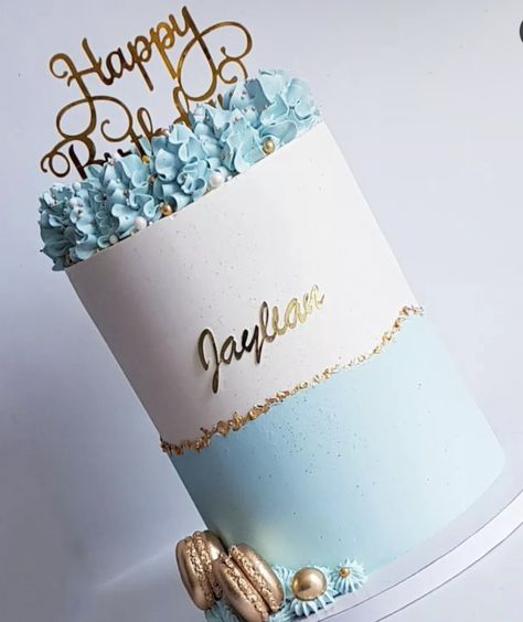 Tall Blue Cake, Simple Tall Cake Design, Messi Cake Design, Blue Birthday Cakes For Women, Priest Cake, Tall Cake Designs, Blue Drip Cake, Teal Cake, Soccer Birthday Cakes