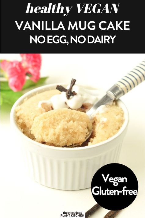 The ultimate vegan vanilla mug cake! This vegan mug cake recipe is an eggless vanilla mug cake recipe ready in 2 minutes in the microwave. If you are craving a fluffy vanilla cake, this recipe will fix it quickly! Easy Vanilla Mug Cake, Mug Cake No Egg, Vanilla Mug Cake Recipe, Vegan Mug Cake, Vanilla Mug Cake, Fluffy Vanilla Cake, Whole Food Desserts, Delicious Lemon Cake, Vegan Mug Cakes