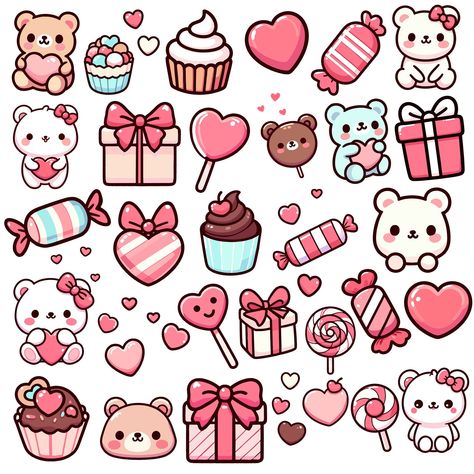 Drawing Cute Stickers, Free Kawaii Stickers, Cute Design For Journal, Cute Cute Stickers, Cut Stickers Printable, Printable Stickers Cute Kawaii, Cute Sticker For Journal, Stickers Printable Cute Kawaii, Cute Printed Stickers