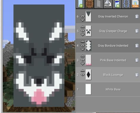 Banner Tutorial Minecraft, Wolf Banner Minecraft, Animal Banners Minecraft, Dog Banner Minecraft, Cool Minecraft Banners, Minecraft Banner Patterns, Minecraft Wolf, Minecraft Dogs, Cute Wolf