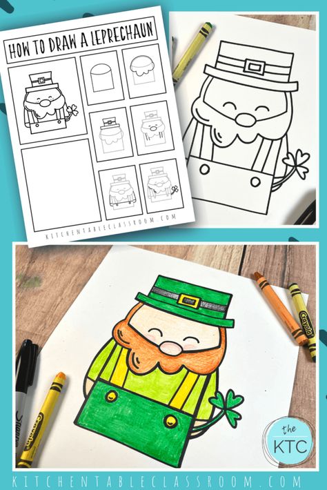 Step by step directions and a free printable drawing guide make it easy to learn how to draw a leprechaun. How To Draw A Leprechaun, How To Draw A Leprechaun Easy, How To Draw A Leprechaun Step By Step, St Patricks Day Art Grade 6, St Patricks Day Art Lessons Elementary, Leprechaun Art Project, St Patrick’s Day Directed Drawing, March Themes, 4th Grade Art