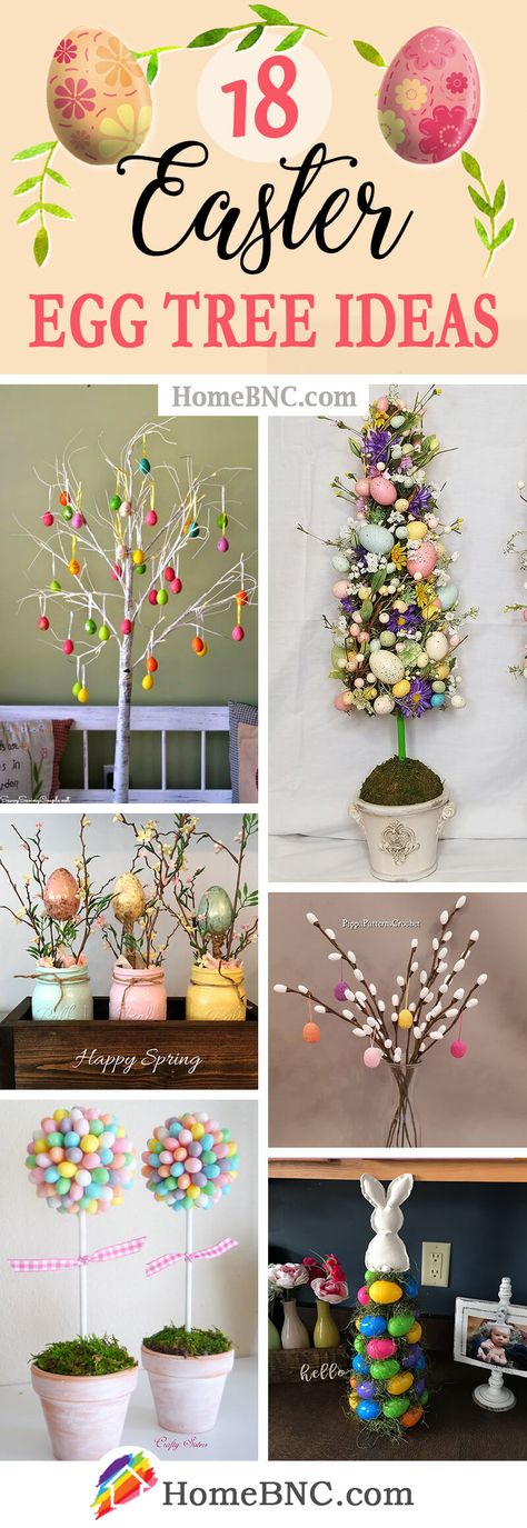 18 Best Easter Egg Tree Ideas and Designs for 2020 Easter Egg Tree Diy, Unique Easter Eggs, Spring Easter Eggs, Decorating Trees, Easter Crafts For Adults, Easter Egg Tree, Egg Tree, Tree Centerpieces, Easter Tree Decorations