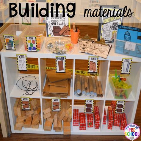 Construction Dramatic Play, Block Center Preschool, Construction Theme Preschool, Preschool Construction, Dramatic Play Themes, Blocks Preschool, Construction Play, Preschool Rooms, Block Center